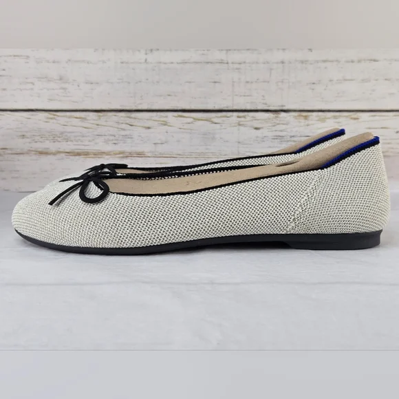 Rothy's The Ballet Flat Bow Accent Round Toe Diamond Metallic Women's Size 8.5 - Picture 8 of 14